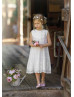 Ivory Lace Tulle Baby Boho Beach Airy Flower Girl Dress